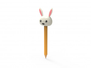 Pencil rabbit school supplies v001 3D Model