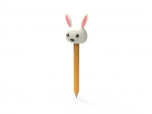 Pencil rabbit school supplies v001 3D Model