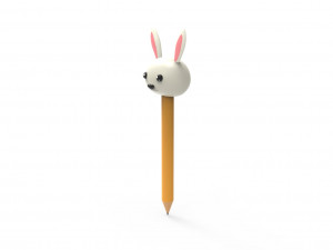 Pencil rabbit school supplies v001 3D Model
