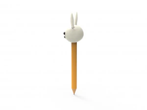 Pencil rabbit school supplies v001 3D Model