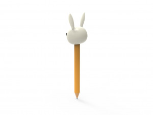 Pencil rabbit school supplies v001 3D Model