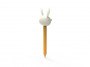 Pencil rabbit school supplies v001 3D Model
