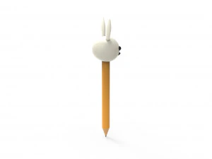 Pencil rabbit school supplies v001 3D Model