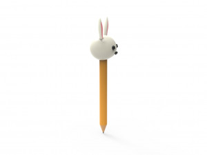 Pencil rabbit school supplies v001 3D Model