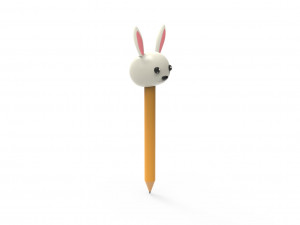 Pencil rabbit school supplies v001 3D Model