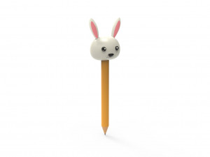 Pencil rabbit school supplies v001 3D Model