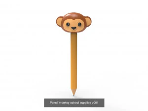 Pencil with animal school supplies collection 1 3D Model