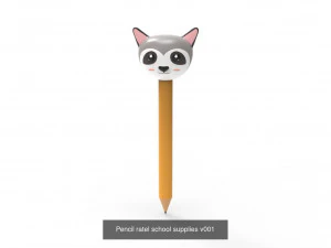 Pencil with animal school supplies collection 1 3D Model