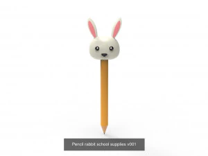 Pencil with animal school supplies collection 1 3D Model