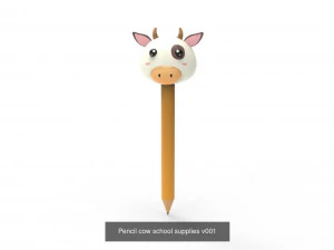 Pencil with animal school supplies collection 1 3D Model