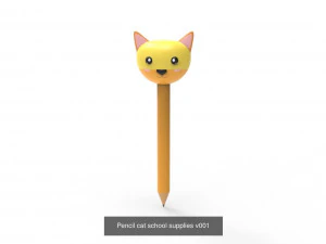 Pencil with animal school supplies collection 1 3D Model