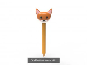 Pencil with animal school supplies collection 1 3D Model