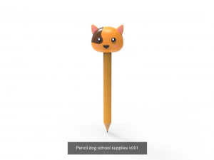 Pencil with animal school supplies collection 1 3D Model