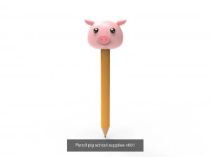 Pencil with animal school supplies collection 1 3D Model