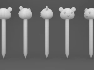 Pencil with animal school supplies collection 1 3D Model
