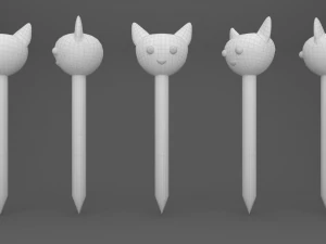 Pencil with animal school supplies collection 1 3D Model
