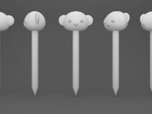 Pencil with animal school supplies collection 1 3D Model