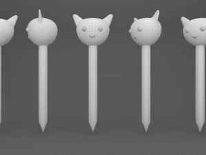 Pencil with animal school supplies collection 1 3D Model