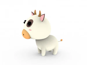 Cartoon Cow v001 3D Model