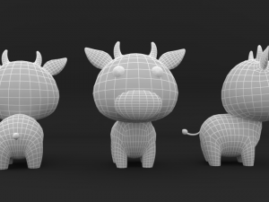 Cartoon Cow v001 3D-Modell