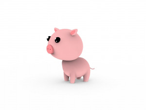 Cartoon Pig v001 3D Model