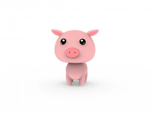 Cartoon Pig v001 3D Model