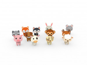 Cartoon Animal Character Pack 001 Model 3D
