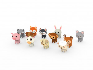 Cartoon Animal Character Pack 001 Model 3D