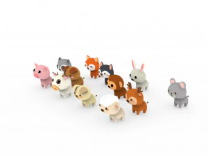 Cartoon Animal Character Pack 001 3D Model