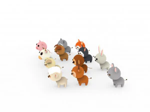 Cartoon Animal Character Pack 001 3D Model