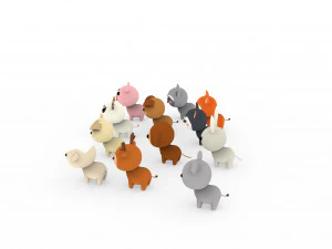 Cartoon Animal Character Pack 001 3D Model
