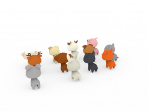 Cartoon Animal Character Pack 001 Model 3D