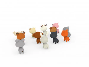 Cartoon Animal Character Pack 001 3D Model