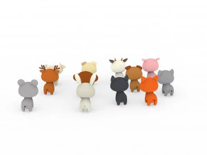 Cartoon Animal Character Pack 001 3D Model