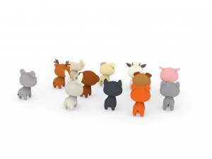 Cartoon Animal Character Pack 001 3D Model
