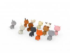 Cartoon Animal Character Pack 001 3D Model