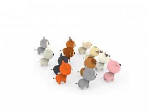 Cartoon Animal Character Pack 001 3D Model