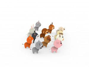 Cartoon Animal Character Pack 001 3D Model