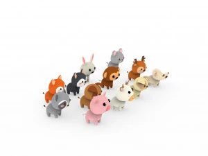 Cartoon Animal Character Pack 001 3D Model