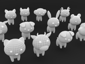 Cartoon Animal Character Pack 001 Model 3D