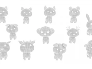 Cartoon Animal Character Pack 001 3D Model