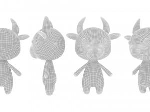 Cartoon Cow v002 3D 3D Model