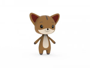 Cartoon Fox v002 3D 3D Model