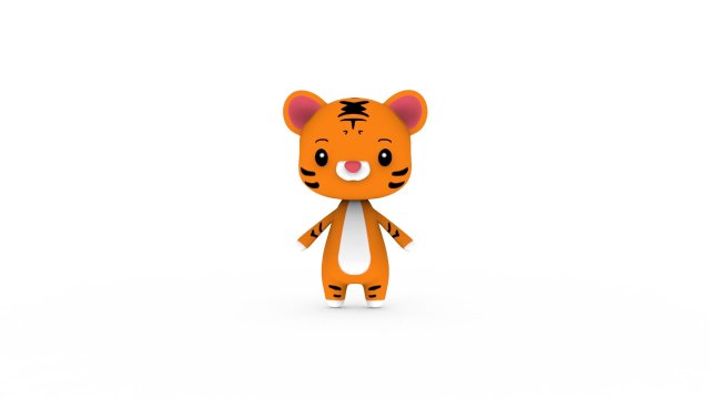 Cartoon Tiger v002 3D Model 3D .c4d .max .obj .3ds .fbx .stl .blend 
