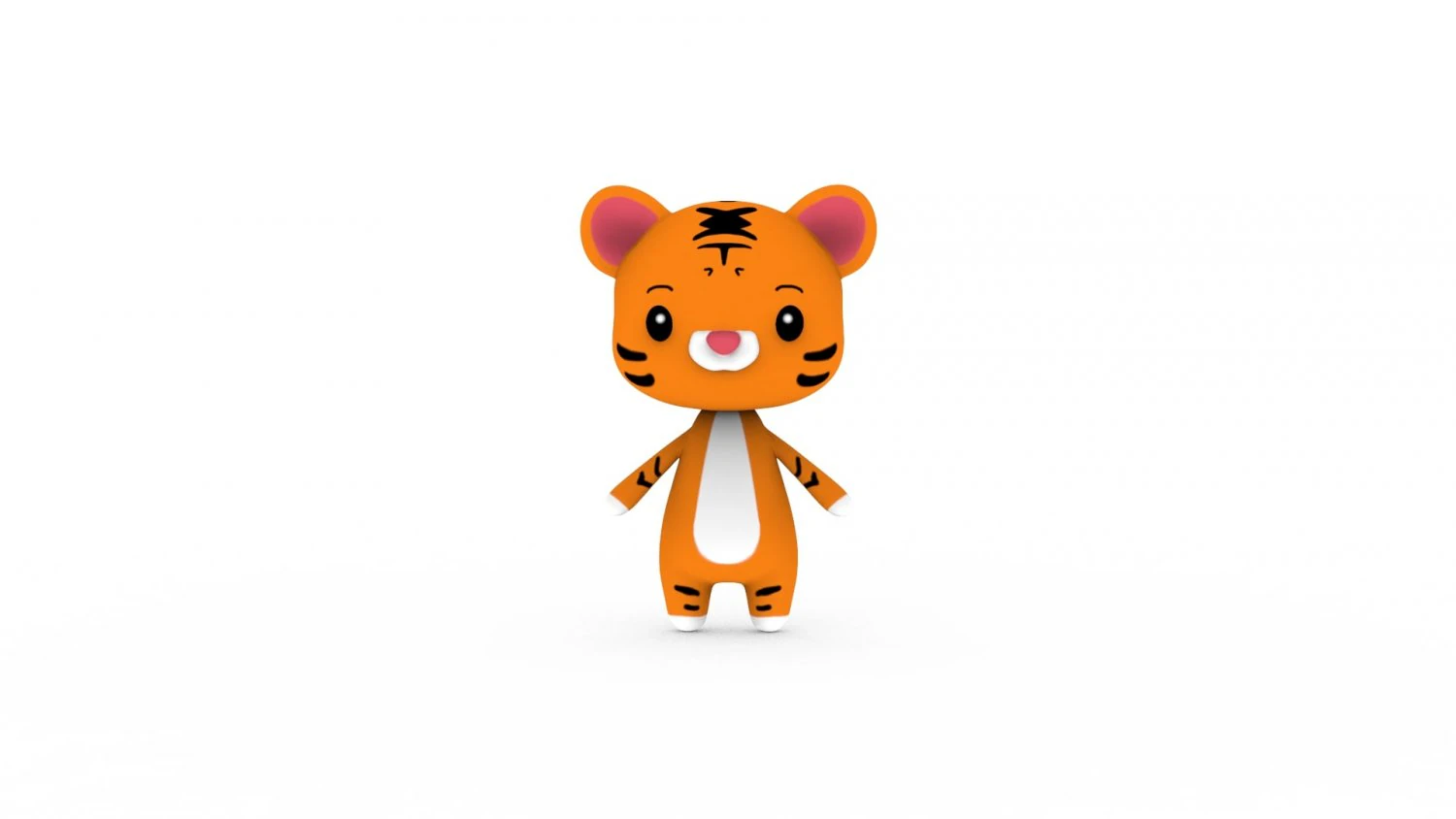 Cartoon Tiger v002 3D 3D Model .c4d .max .obj .3ds .fbx .stl .blend 
