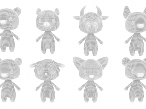 Character Animal Cartoon Pack v002 3D Model