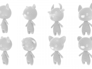 Character Animal Cartoon Pack v002 3D Model