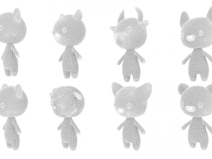 Character Animal Cartoon Pack v002 3D Model