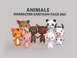 Character Animal Cartoon Pack v002 3Dモデル