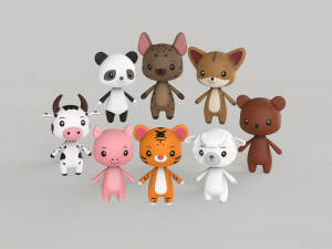 Character Animal Cartoon Pack v002 3D Model